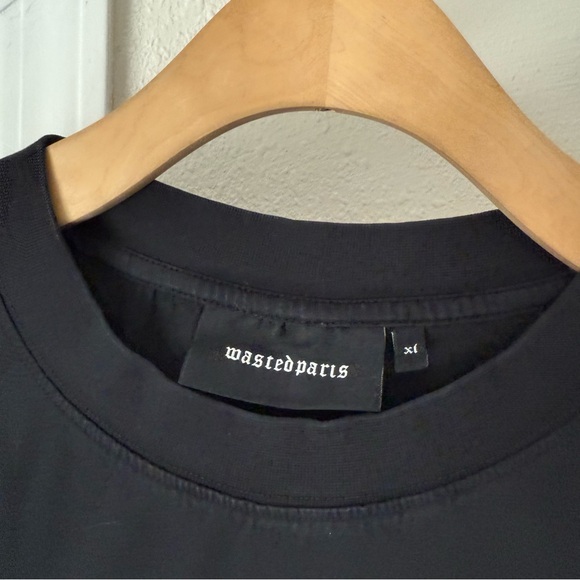 WASTED PARIS black cotton floral graphic crew neck short sleeve tee t-shirt - Picture 6 of 8